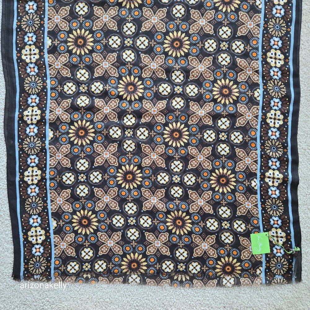 NWT Vera Bradley Medallian Flowers Brown Earth Tones Scarf